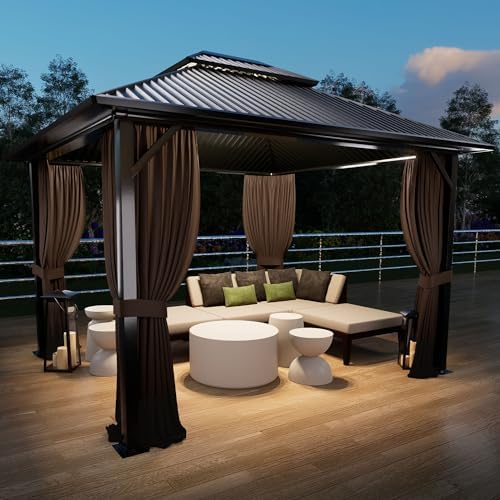 4-Panel 10' x 12' Gazebo Replacement Curtains, Patio Privacy Sidewalls with Double Zipper, Replacement for, alternate view 2