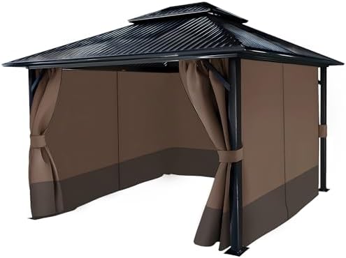 4-Panel 10' x 12' Gazebo Replacement Curtains, Patio Privacy Sidewalls with Double Zipper, Replacement for, alternate view 4