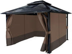 4-Panel 10' x 12' Gazebo Replacement Curtains, Patio Privacy Sidewalls with Double Zipper, Replacement for, alternate view 4