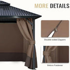 4-Panel 10' x 12' Gazebo Replacement Curtains, Patio Privacy Sidewalls with Double Zipper, Replacement for, alternate view 7