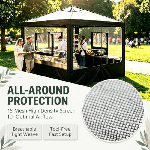 4 Panel 10x10 Food Tent Sidewalls, Mesh Canopy Replacement Walls, alternate view 4