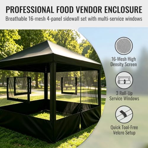 4 Panel 10x10 Food Tent Sidewalls, Mesh Canopy Replacement Walls, alternate view 5