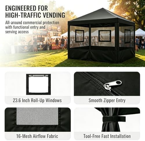 4 Panel 10x10 Food Tent Sidewalls, Mesh Canopy Replacement Walls, alternate view 7