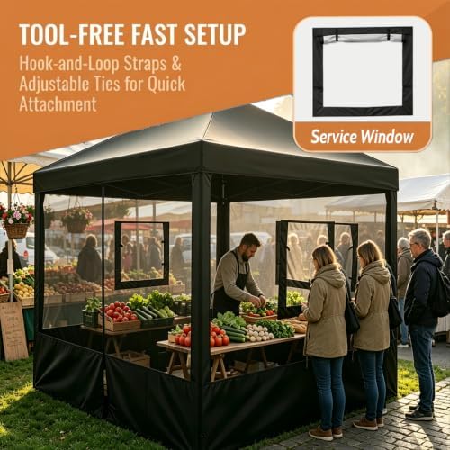4 Panel 10x10 Food Tents Sidewalls, Mesh Canopy Replacement Walls, alternate view 4