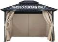 4-Panel 12' x 14' Gazebo Replacement Curtains, Patio Privacy Sidewalls with Double Zipper, Replacement for