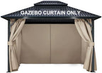 4-Panel 12' x 14' Gazebo Replacement Curtains, Patio Privacy Sidewalls with Double Zipper, Replacement for