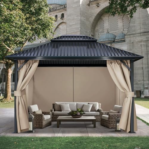 4-Panel 12' x 14' Gazebo Replacement Curtains, Patio Privacy Sidewalls with Double Zipper, Replacement for, alternate view 2
