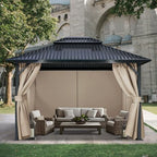 4-Panel 12' x 14' Gazebo Replacement Curtains, Patio Privacy Sidewalls with Double Zipper, Replacement for, alternate view 2