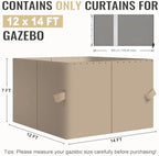 4-Panel 12' x 14' Gazebo Replacement Curtains, Patio Privacy Sidewalls with Double Zipper, Replacement for, alternate view 3