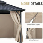 4-Panel 12' x 14' Gazebo Replacement Curtains, Patio Privacy Sidewalls with Double Zipper, Replacement for, alternate view 5