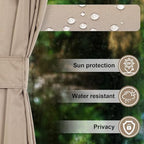4-Panel 12' x 14' Gazebo Replacement Curtains, Patio Privacy Sidewalls with Double Zipper, Replacement for, alternate view 6