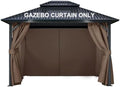 4-Panel 12' x 16' Gazebo Replacement Curtains, Patio Privacy Sidewalls with Double Zipper, Replacement for