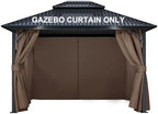 4-Panel 12' x 16' Gazebo Replacement Curtains, Patio Privacy Sidewalls with Double Zipper, Replacement for