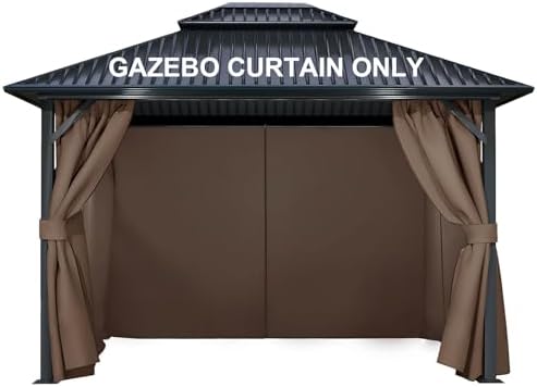 4-Panel 12' x 16' Gazebo Replacement Curtains, Patio Privacy Sidewalls with Double Zipper, Replacement for