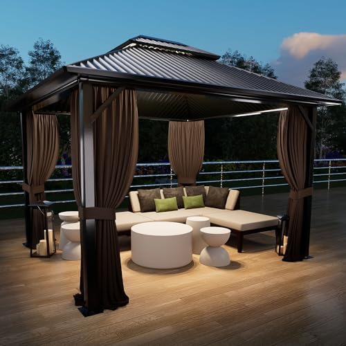 4-Panel 12' x 16' Gazebo Replacement Curtains, Patio Privacy Sidewalls with Double Zipper, Replacement for, alternate view 2