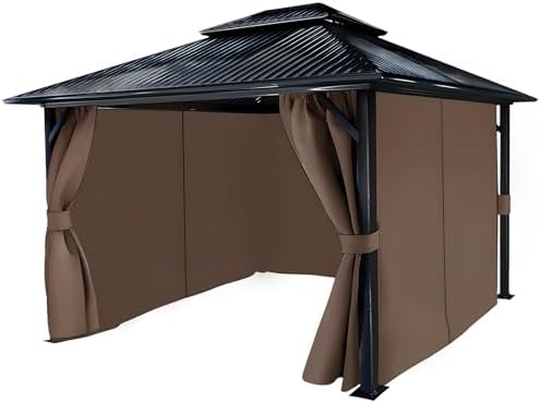 4-Panel 12' x 16' Gazebo Replacement Curtains, Patio Privacy Sidewalls with Double Zipper, Replacement for, alternate view 4