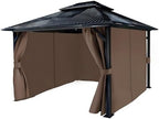 4-Panel 12' x 16' Gazebo Replacement Curtains, Patio Privacy Sidewalls with Double Zipper, Replacement for, alternate view 4