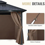 4-Panel 12' x 16' Gazebo Replacement Curtains, Patio Privacy Sidewalls with Double Zipper, Replacement for, alternate view 7