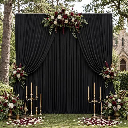 4-Panel Black Backdrop Curtain 5ft x 10ft in 20ft x 10ft in Black, alternate view 3