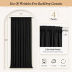 4-Panel Black Backdrop Curtain 5ft x 10ft in 20ft x 10ft in Black, alternate view 4