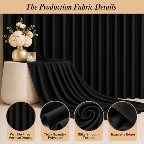 4-Panel Black Backdrop Curtain 5ft x 10ft in 20ft x 10ft in Black, alternate view 5