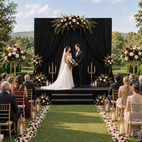 4-Panel Black Backdrop Curtain 5ft x 10ft in 20ft x 10ft in Black, alternate view 6