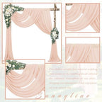 4 Panels 20Ft Length x 28" Width Light Peach Wedding Arch Draping Fabric Arch Drapes Chiffon Fabric Sheer, alternate view 3