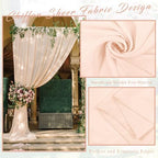 4 Panels 20Ft Length x 28" Width Light Peach Wedding Arch Draping Fabric Arch Drapes Chiffon Fabric Sheer, alternate view 4