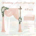 4 Panels 20Ft Length x 28" Width Light Peach Wedding Arch Draping Fabric Arch Drapes Chiffon Fabric Sheer, alternate view 6
