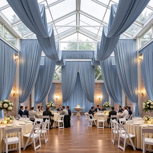 4 Panels 5ft(W) x 20ft(L) Dusty Blue Ceiling Drapes for Wedding Parties