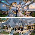 4 Panels 5ft(W) x 20ft(L) Dusty Blue Ceiling Drapes for Wedding Parties, alternate view 4