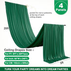 4 Panels 5ft(W) x 20ft(L) Forest Green Ceiling Drapes for Wedding Parties, alternate view 2