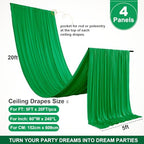 4 Panels 5ft(W) x 20ft(L) Green Ceiling Drapes for Wedding Parties, alternate view 2