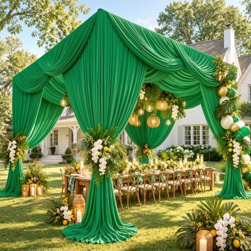 4 Panels 5ft(W) x 20ft(L) Green Ceiling Drapes for Wedding Parties, alternate view 5