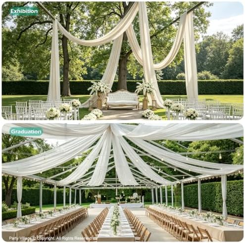 4 Panels 5ft(W) x 20ft(L) Ivory Ceiling Drapes for Wedding Parties, alternate view 4