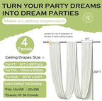 4 Panels 5ft(W) x 20ft(L) Ivory Ceiling Drapes for Wedding Parties, alternate view 6