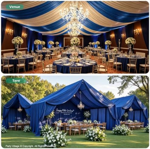4 Panels 5ft(W) x 20ft(L) Royal Blue Ceiling Drapes for Wedding Parties, alternate view 5