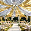 4 Panels 5ft(W) x 20ft(L) Silver Backdrop Curtain for Wedding Parties
