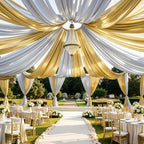 4 Panels 5ft(W) x 20ft(L) Silver Backdrop Curtain for Wedding Parties