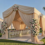 4 Panels 5ft(W) x 20ft(L) Soft Tan Ceiling Drapes for Wedding Parties