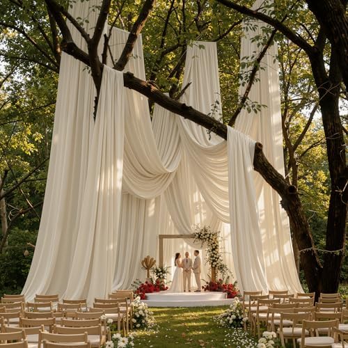 4 Panels 5ftx30ft Beige Ceiling Drapes for Wedding Parties