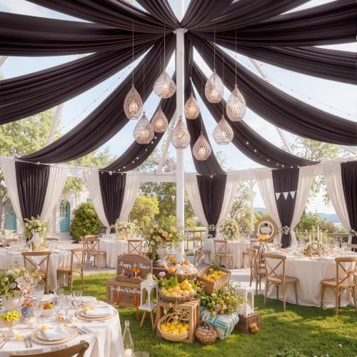 4 Panels 5ftx30ft Brown Ceiling Drapes for Wedding Parties