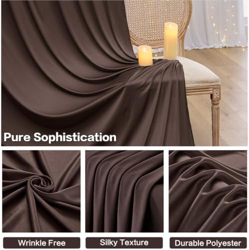 4 Panels 5ftx30ft Brown Ceiling Drapes for Wedding Parties, alternate view 4