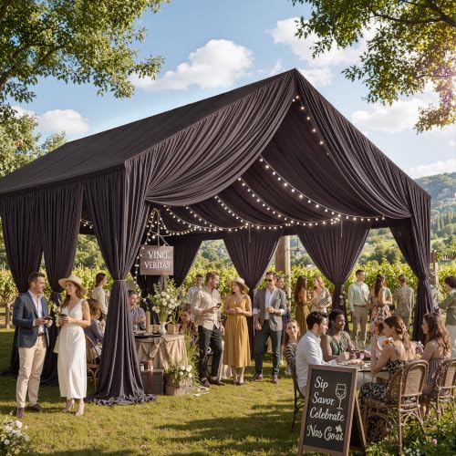4 Panels 5ftx30ft Brown Ceiling Drapes for Wedding Parties, alternate view 7