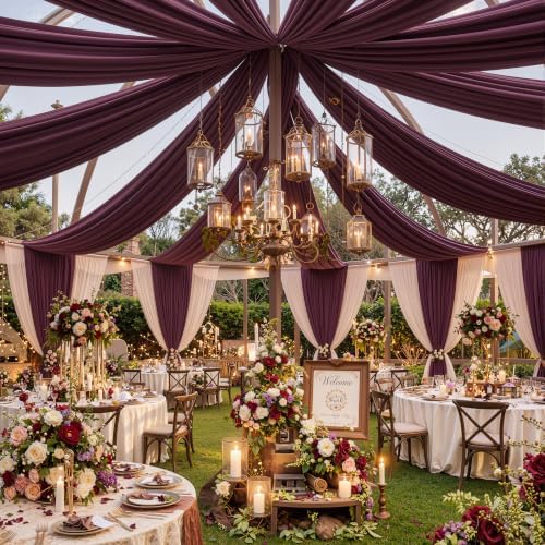 4 Panels 5ftx30ft Burgundy Ceiling Drapes for Wedding Parties