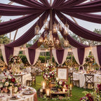 4 Panels 5ftx30ft Burgundy Ceiling Drapes for Wedding Parties