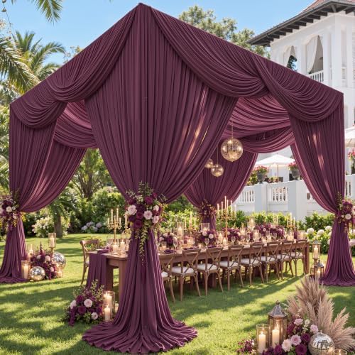 4 Panels 5ftx30ft Burgundy Ceiling Drapes for Wedding Parties, alternate view 3