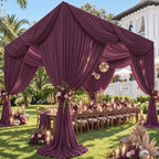 4 Panels 5ftx30ft Burgundy Ceiling Drapes for Wedding Parties, alternate view 3