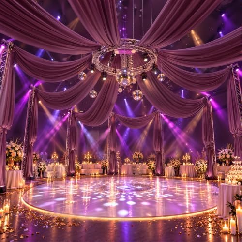 4 Panels 5ftx30ft Burgundy Ceiling Drapes for Wedding Parties, alternate view 4