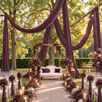 4 Panels 5ftx30ft Burgundy Ceiling Drapes for Wedding Parties, alternate view 5